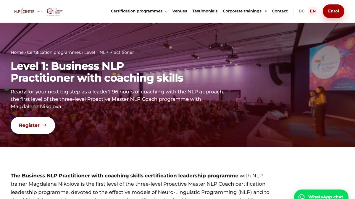 Level 1: Business NLP Practitioner, nlpcenter.org