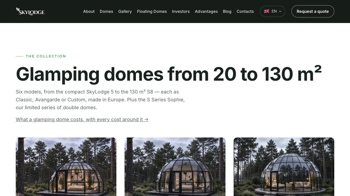 The dome collection, skylodges.eu